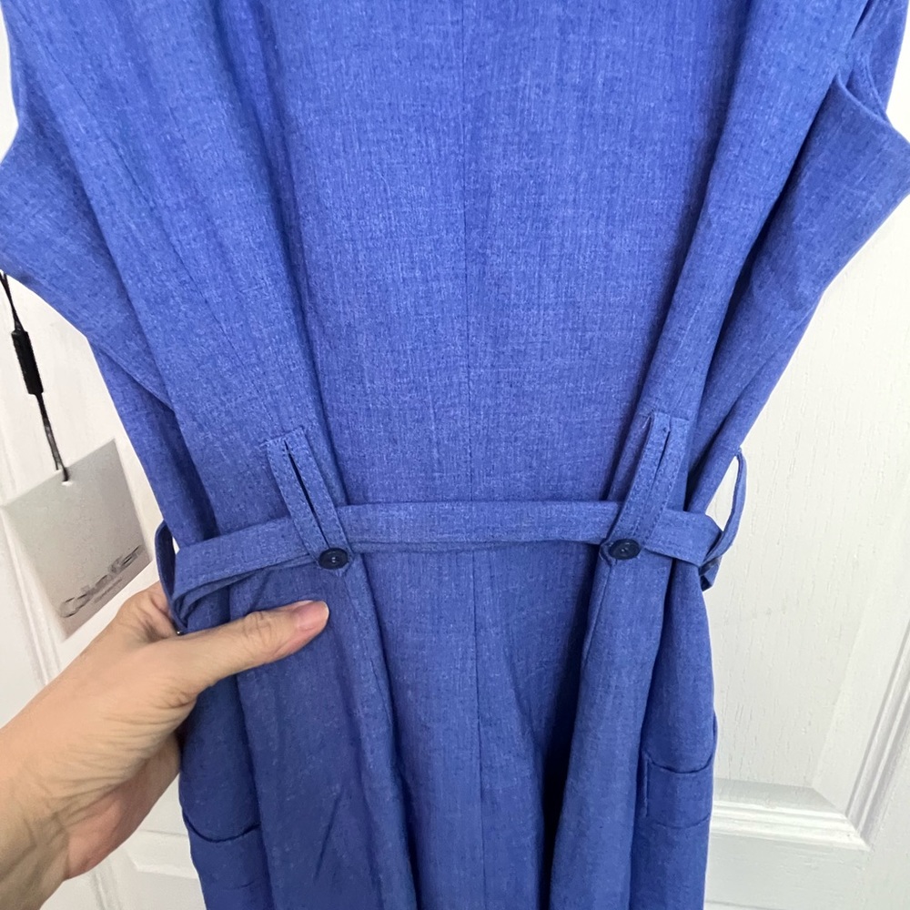 Calvin Klein Blue Sleeveless Belted Lined Dress Size 14.  Brand New With tags! - Picture 5 of 12